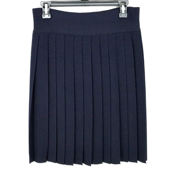 Escada Dresses & Skirts - Laurel Escada Sweater Skirt Womens 8 US 40 EU Navy Blue Wool Knit Pleated Vtg